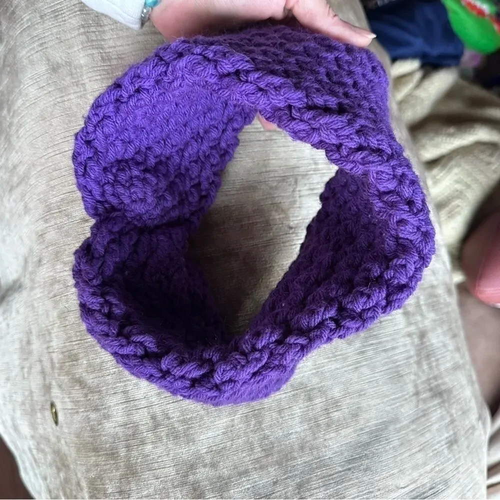 Handmade purple twist knot headband crochet acrylic